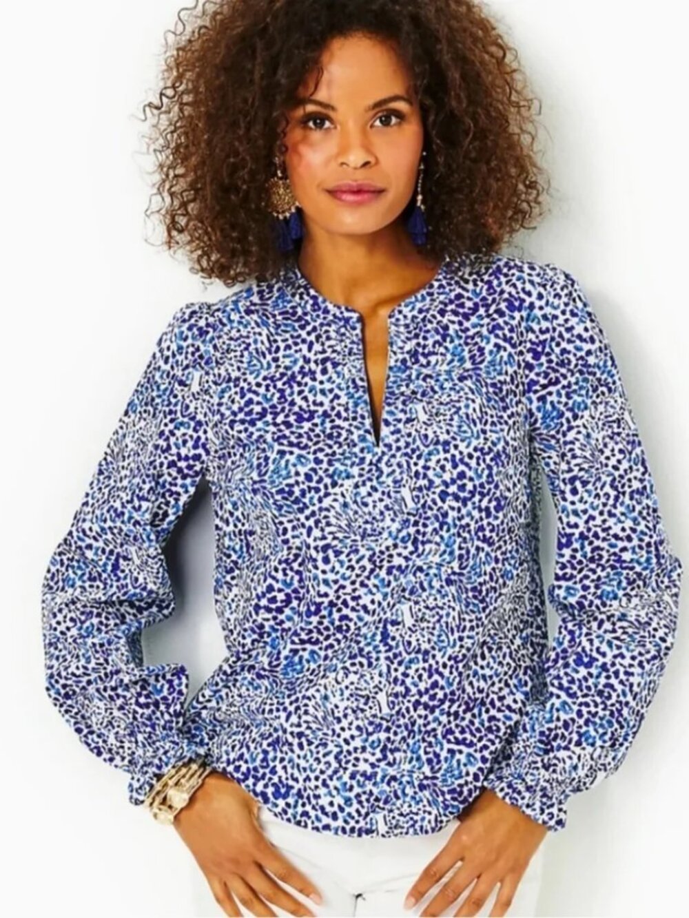 Lilly Pulitzer "Coulter" Long Sleeve Cotton Top - Size XL